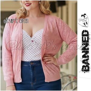 Banned Apparel Dancing Days Flamingo Coral Pink Cardigan Sweater Cardi 4X
